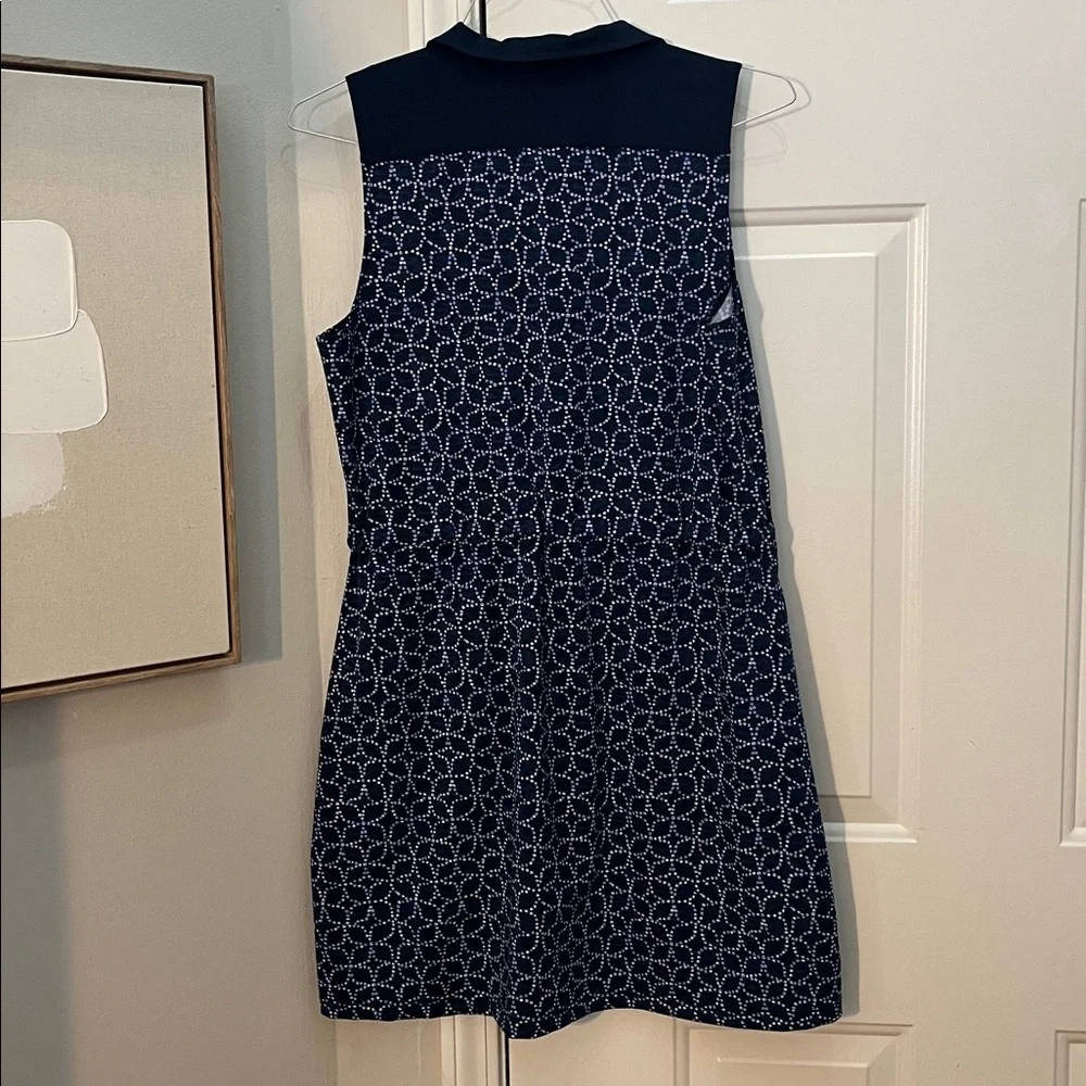 Talbots Dark Blue Sleeveless Geometric Dress - Picture 4 of 6